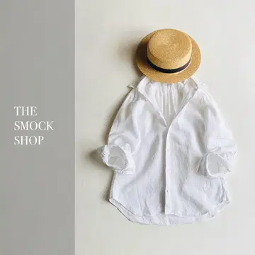 THE SMOCK SHOP 린넨 100% 셔츠 화이트 Bshop
