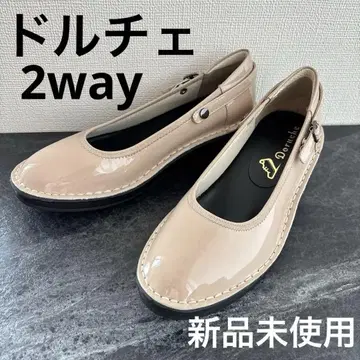 새상품 돌체 소가죽 스티치다운 2way 펌프스 웨지솔 23cm