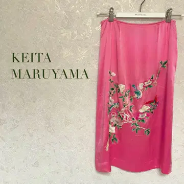 KEITA MARUYAMA SILK 핑크 스커트 플라워 새 자수