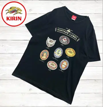 기린 맥주 KIRIN BEER 빈티지 라벨 로고 티셔츠