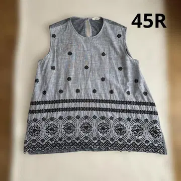 새상품급 45R 컷워크 자수 헤키메 인디고 상의