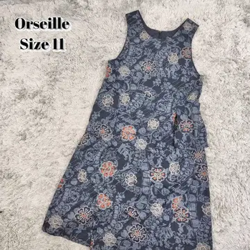 Orseille 일본풍 패턴 원피스 슬리브리스 맥시 길이 코튼