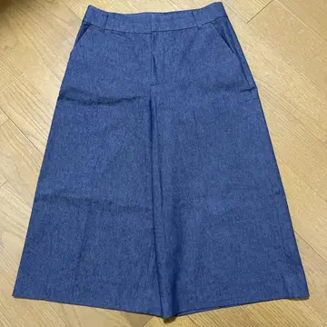 언타이틀 다크 블루 와이드 팬츠 큐롯 사이드 포켓 부착