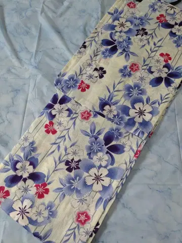 미사용 새상품 면 린넨 유카타 성인용 유카타 고급 유카타 블루
