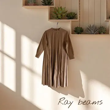 Ray beams 베이지 플리츠 원피스