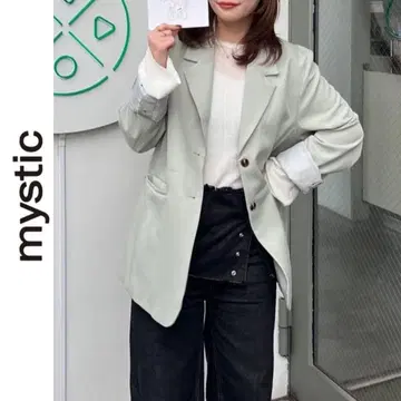 신상품 mystic 벨트 포함 테일러드 자켓 미스틱 그린