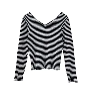 AZUL BY MOUSSY(S) 앞뒤 V넥 보더 리브 티셔츠/긴팔