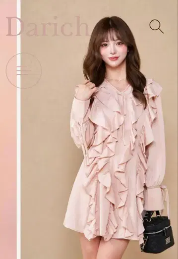 Darich 더블 프릴 미니 원피스 핑크 L 롱 사이즈입니다.
