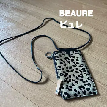 BEAURE 천연 가죽 지갑 휴대폰 케이스 레오파드 무늬