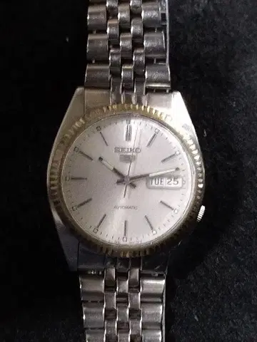 SEIKO5 세이코 파이브 백 스켈레톤 오토매틱 작동품 데이트 시계 실버
