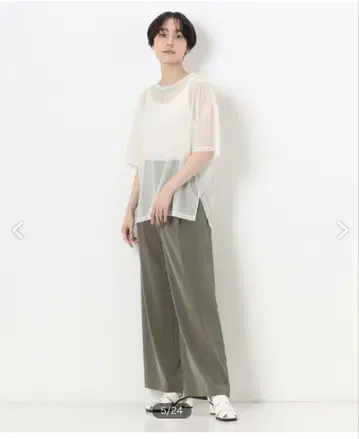 Gabardine K.T 상의 트리코 쉬폰 크루넥 티셔츠