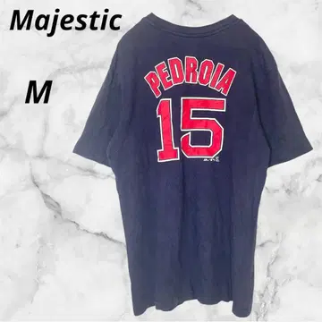 T셔츠 USA MLB 레드삭스 PEDROIA 등번호 15 네이비