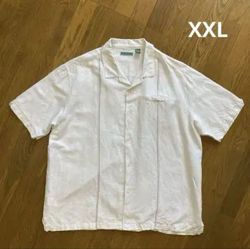 CUBAVERA 코튼 린넨 오픈 카라 셔츠 XXL 베이지