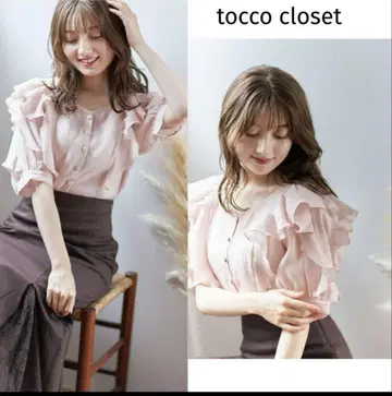 tocco closet 플라워 쉬폰 허리 리본 블라우스