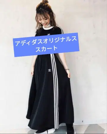 adidas 새틴 플레어 스커트 블랙 S