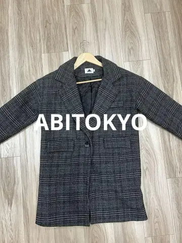 ABITOKYO 고급 체크 무늬 하프 코트 (뒷면 퀼팅)