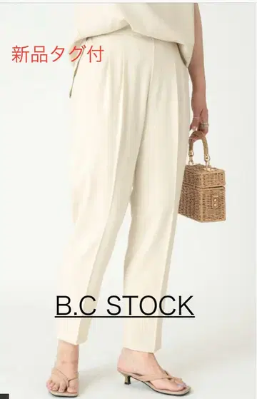 택 포함 새상품 B.C STOCK 컬러 테이퍼드 팬츠 M 화이트