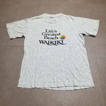Hawaii 하와이 Waikiki 티셔츠 반팔 라이트 그레이 빈티지