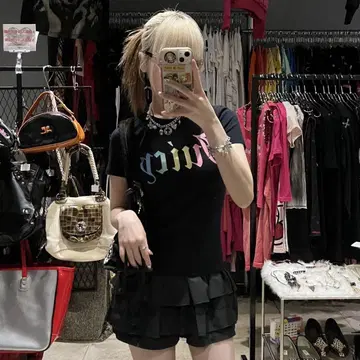 JUICY COUTURE 피치T 로고 레인보우 y2k 헤이세이