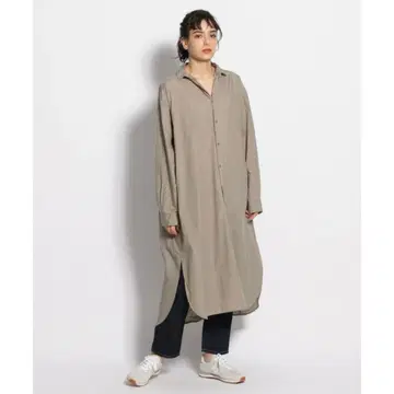 nikoand... 그레이 셔츠 원피스 긴팔 포켓 부착