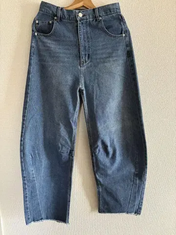 블루 와이드 레그 데님 팬츠