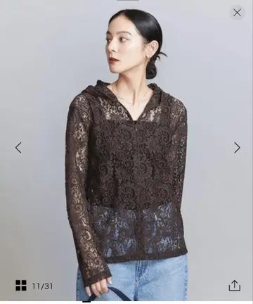 다크 브라운 레이스 후디