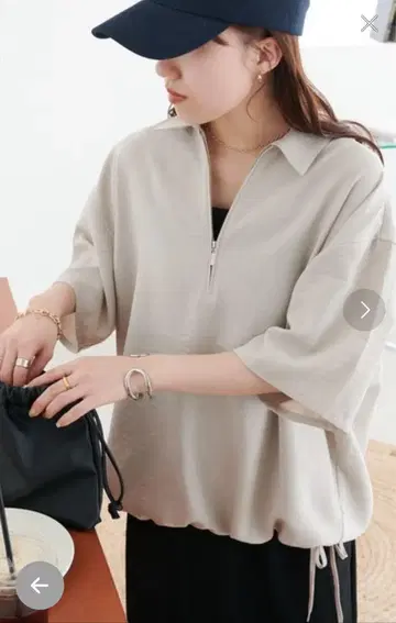 유니섹스] 테크 린넨 하프 지퍼 셔츠