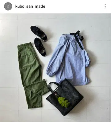 kubosanmade/쿠보산메이드 볼륨 소매 블라우스 스트라이프