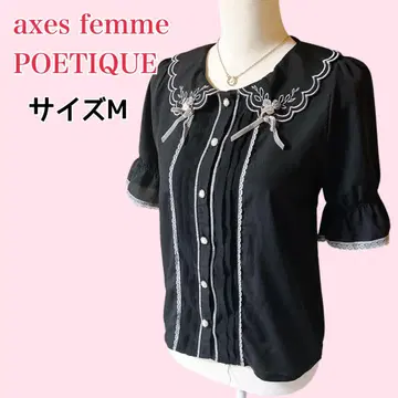 엑시즈팜 POETIQUE 말아 올린 장미 리본 자수 옷깃 레이스 블라우스
