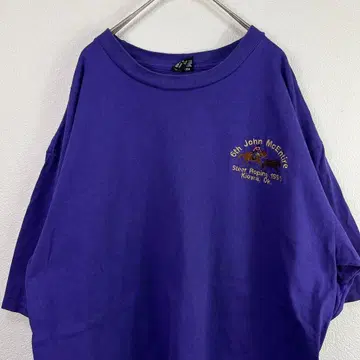 90s USA 제 nemesis 말 자수 보라색 티셔츠 싱글 스티치
