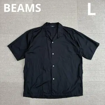 BEAMS 베이직 오픈 카라 셔츠 블랙 L 오픈 카라 셔츠 반팔