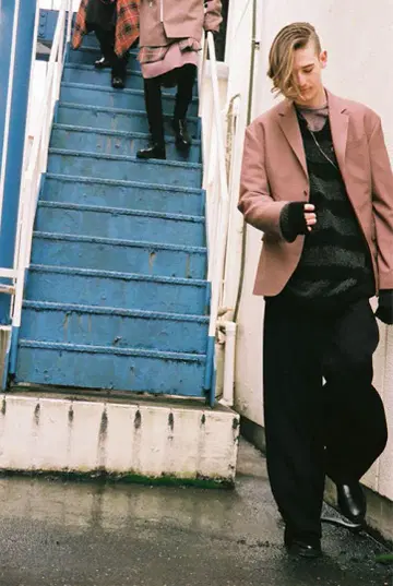 LAD MUSICIAN 블랙 슬랙스 코쿤 와이드 팬츠 42