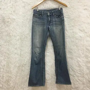 여성용 데님 팬츠 블루 계열 플레어 워싱 사이즈 29