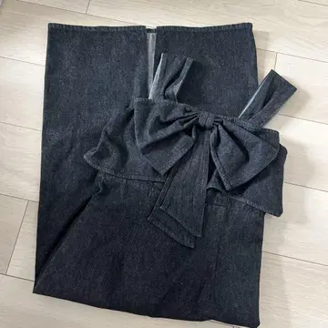 PROPORTION BODY DRESSING 리본 데님 잔스카 S 사이즈