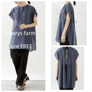새상품 lowrys farm 시어 드레스 셔츠 블루 롱 슬리브리스