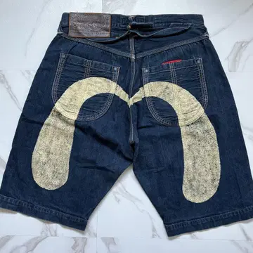인기 EVISU YAMANE 대흑 하프 팬츠 화이트 W34 데님