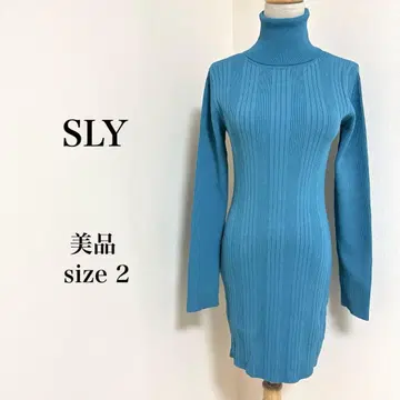[새상품급] SLY 스라이 니트 원피스 무릎 기장 긴팔 여성용 구제 의류