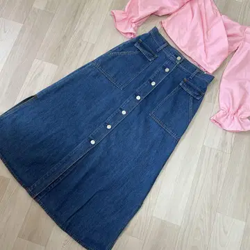 SLY JEANS 슬라이 MARVIN HW 데님 스커트 롱 스커트