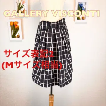 z135 GALLERY VISCONTI 체크 무늬 스커트 M 모노톤