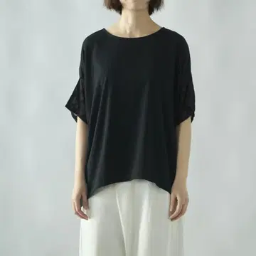 데니셰 denicher 소매 레이스 돌먼 컷 티셔츠