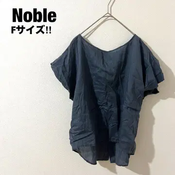 Noble 노블 린넨 셔츠 반팔 네이비 린넨 100% 여성용 예쁜