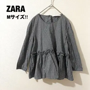 ZARA 자라 긴팔 셔츠 블라우스 코튼 100% 체크 체형 커버