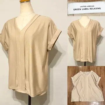 UNITED ARROWS V넥 프렌치 슬리브 풀오버 티셔츠