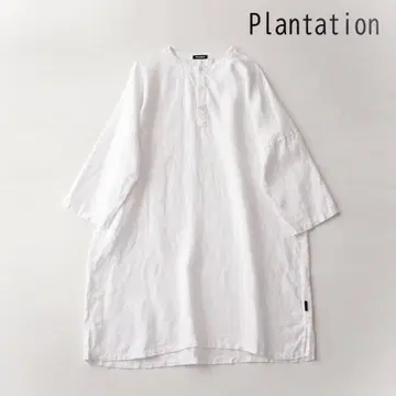 Plantation 플랜테이션 린넨 100% 셔츠 원피스 화이트