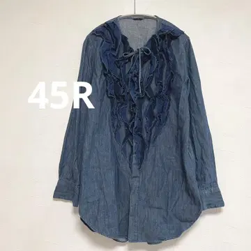 45R 인디고 염색 프릴 셔츠 데님 L