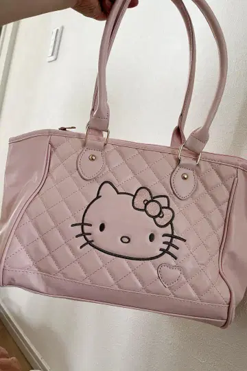 헬로키티 퀼팅 토트백 핑크