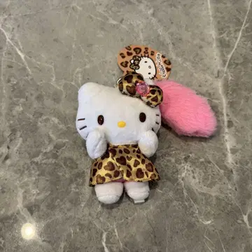 헬로키티 마스코트 참 브라운 레오파드 무늬 헤이세이 꼬리 산리오