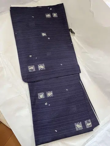 물건 정리중! 여름 기모노 코몬 보라색이 감도는 네이비