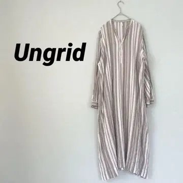 언그리드 Ungrid 스트라이프 패턴 롱 셔츠 원피스 루즈핏