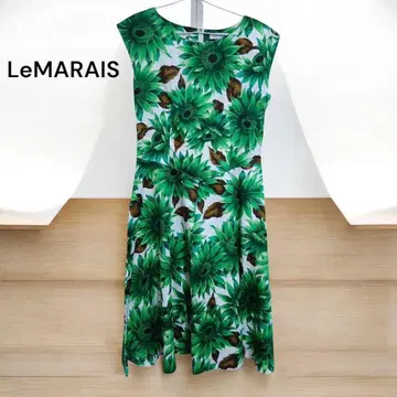 LeMARais 그린 플라워 프린트 슬리브리스 원피스